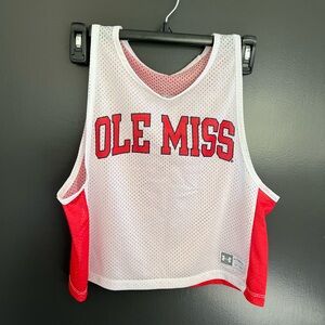 Under Armour White and Red Ole Miss Mesh Crop Jersey
